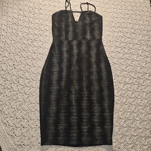 Guess Black Metallic Midi Sheath Dress